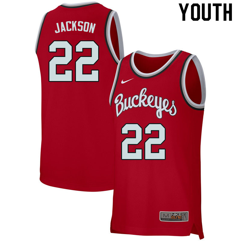 Youth #22 Jim Jackson Ohio State Buckeyes College Basketball Jerseys Sale-Retro Scarlet